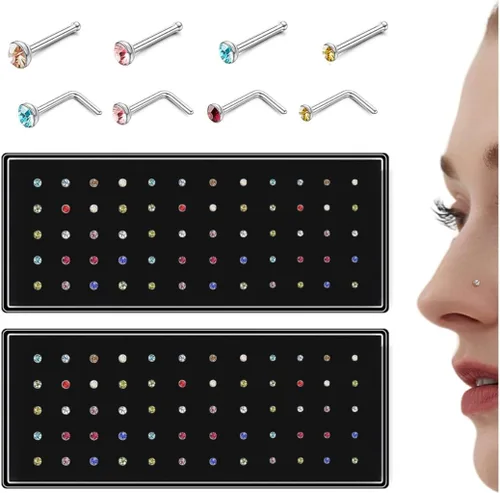 Miniatura 12 de Thunaraz Pernos Recto en Forma de L de Acero Inoxidable para la Nariz, Joyería para el Cuerpo, 20G-22G, 1.5mm, 2mm, 2.5mm
