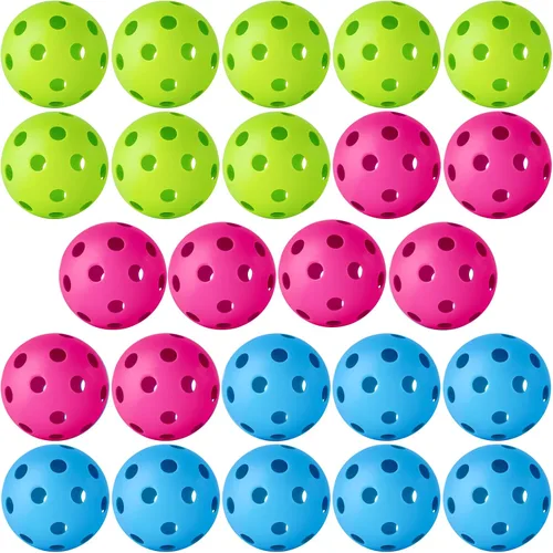 Miniatura 16 de Coopay Paquete de 24/80 pelotas de práctica de béisbol, bolas de entrenamiento de plástico, bolas de softball huecas ligeras para golpe, Verde y azul