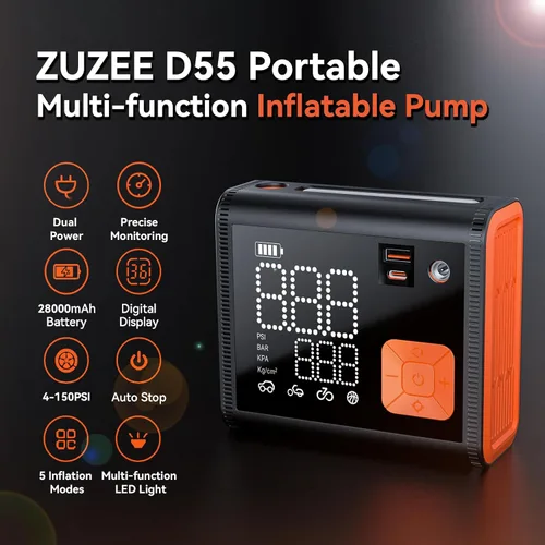 Miniatura 3 de ZUZEE Inflador de Neumáticos Compresor de Aire Portátil, 150 PSI Doble Cilindro 3X Más Rápido Inflador de neumáticos portátil, 28000mAh Modo
