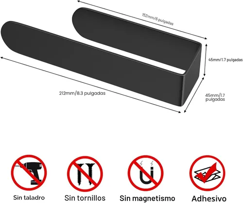 Miniatura 2 de HUFEEOH Toallero de mano – Barra de toalla de mano negra, barra de toalla de baño autoadhesiva de acero inoxidable, adhesivo para pared Negro