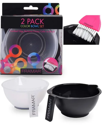 FRAMAR Tazón de color con juego de limpiador, cuencos de color para estilista, cuenco de tinte para el cabello con limpiador de cepillo que reduce