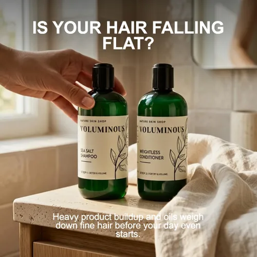 Miniatura 3 de Nature Skin Shop Voluminous Sea Salt Shampoo y acondicionador Set, clarificador para agua blanda o dura, elimina la acumulación del cabello fino