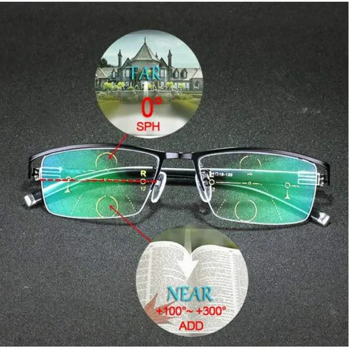 Miniatura 3 de Gafas de lectura con marco de metal de enfoque múltiple fotocromático progresivo para hombre de moda