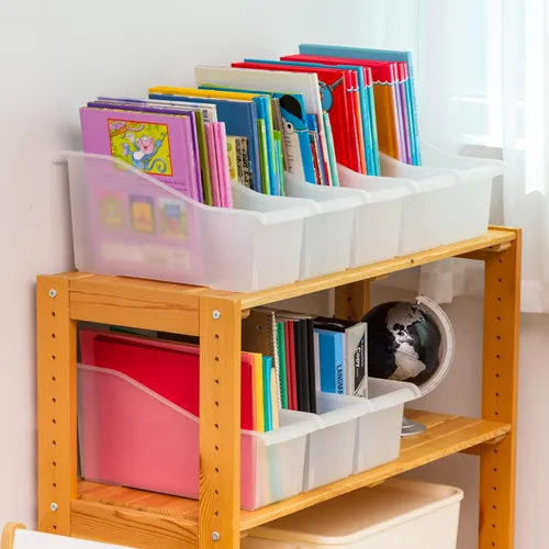 Miniatura 4 de IRIS Contenedor de plástico para libros de Estados Unidos, paquete de 8, caja de contenedor de conexión vertical para oficina, dormitorio, estudio