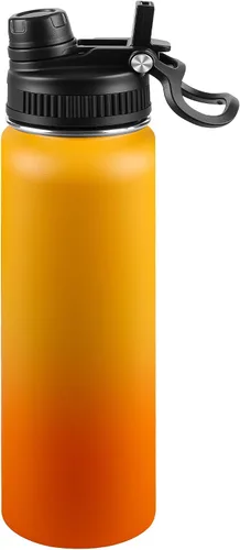 Miniatura 76 de Botella de agua aislada de 22 onzas, tapa 2 en 1 a prueba de fugas (sorbo/pajilla) + asa, botella de acero inoxidable para deportes, viajes, trabajo