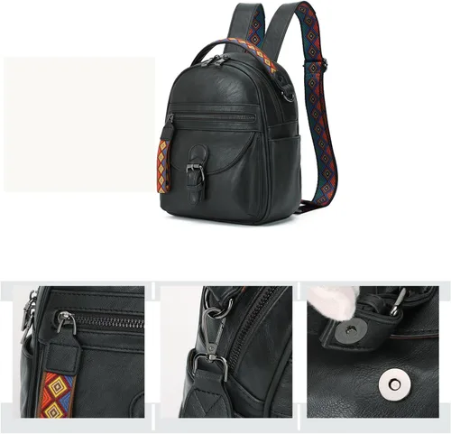 Miniatura 3 de KL928 Mochila pequeña para mujer, mochila de hombro a la moda, Carbón Gra, Mochilas Daypack