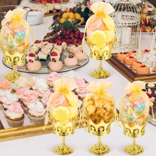 Miniatura 4 de 30 piezas de copa de corona rellenable de oro con bolsa para caja de dulces, regalos de boda, fiesta, contenedor decorativo de almacenamiento