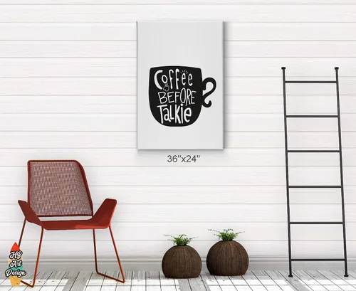 Miniatura 4 de HB Art Design Taza de café antes de talkie en blanco y negro, arte de pared, decoración de cafetería, decoración de pared de cocina, comedor