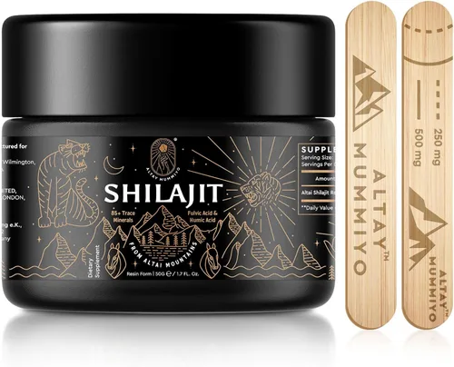 Resina de Shilajit con Ácido Fúlvico y Minerales Traza, Shilajit Siberiano Original Puro con 85+ Ácido Húmico Suplemento en Gel para Energía y