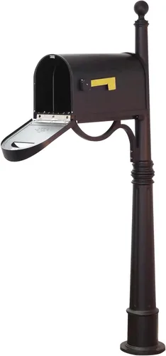 Miniatura 4 de Buzón clásico con poste de aluminio, buzón negro con poste Ashland - SCC-1008_SPK-600-BLK