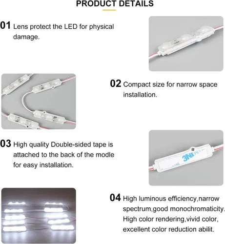 Miniatura 3 de Módulos blancos 100PCS de la muestra del LED 6500K, luces impermeables de la letra del canal 2835 SMD con el respaldo adhesivo para las señales