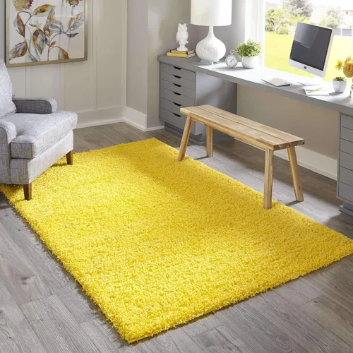 Miniatura 64 de Unique Loom Zuniga Solid Shag Collection alfombra moderna de felpa negra de área (7' 0 x 10' 0)