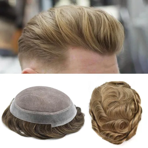 Miniatura 89 de Tupé para hombres, piezas de cabello humano real, sistema de unidades de cabello natural, línea capilar natural, pieza de repuesto para hombres
