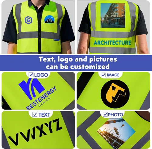 Miniatura 5 de BeautyWill Chaleco de seguridad personalizado Logo Clase 2 Chaleco reflectante de alta visibilidad con bolsillos Ropa de trabajo de construcción