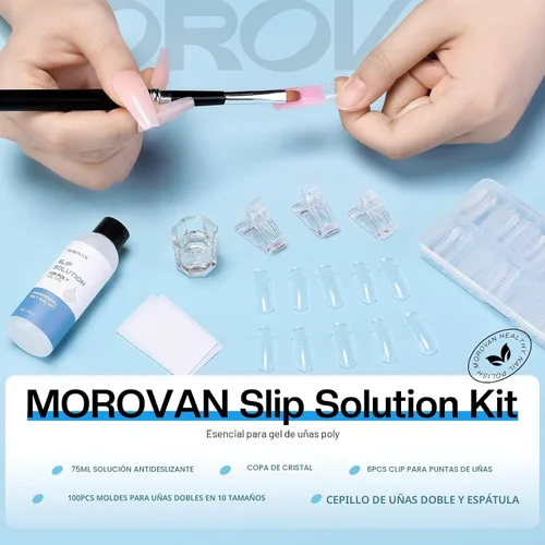 Miniatura 9 de Morovan Solución deslizante de poligel para uñas: Líquido deslizante de grado de salón y formas de uñas dobles para extensiones de uñas de gel