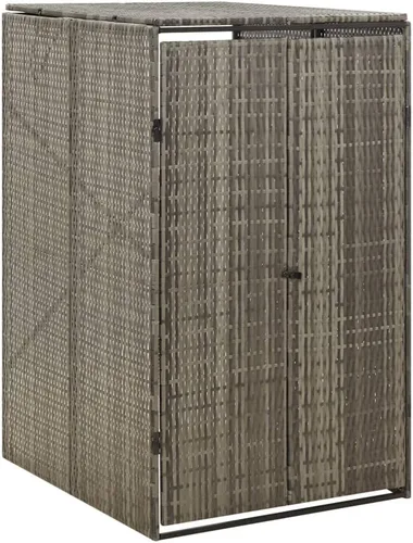 Miniatura 11 de Cobertizo de basura individual para exteriores, cubo de basura de polietileno para jardín, patio, patio trasero, basurero al aire libre, color Negro
