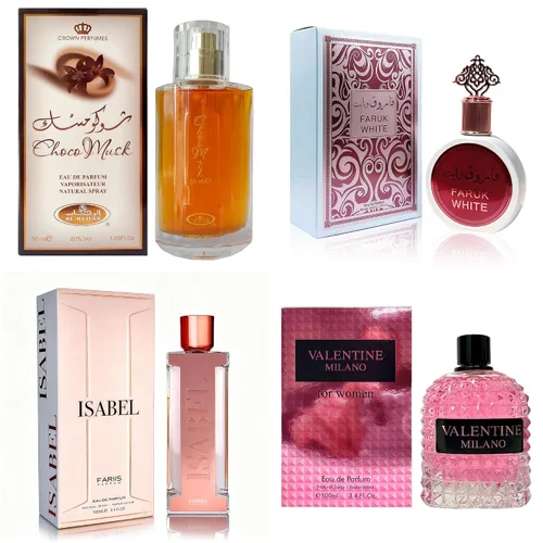 Miniatura 21 de AFLUXE Set de perfume para mujer, 4 piezas, colección Eau De Parfum de larga duración, almizcle Choco/Milano Mujer/6pm Rosa/7AM Fresh