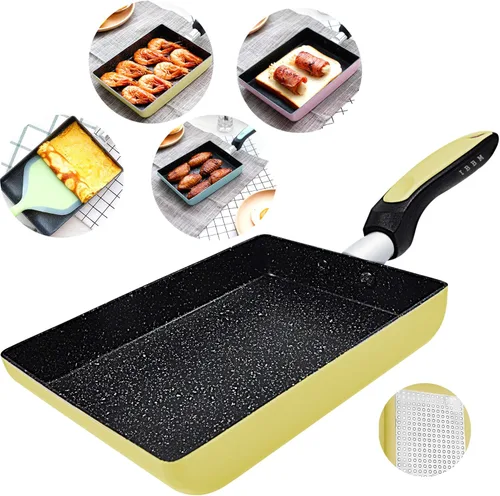 Miniatura 7 de Tamagoyaki - Sartén para tortilla japonesa, revestimiento antiadherente, mini sartén rectangular, color gris