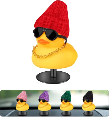 Miniatura 12 de Patos de goma con soporte de enchufe de pato, patos de automóvil para tablero de instrumentos, pato para decoración de Jeep y automóvil, divertido