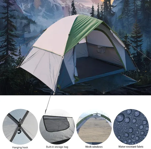 Miniatura 4 de Tienda de campaña al aire libre para 2 personas, impermeable, doble capa, resistente al viento, se puede utilizar para senderismo al aire libre