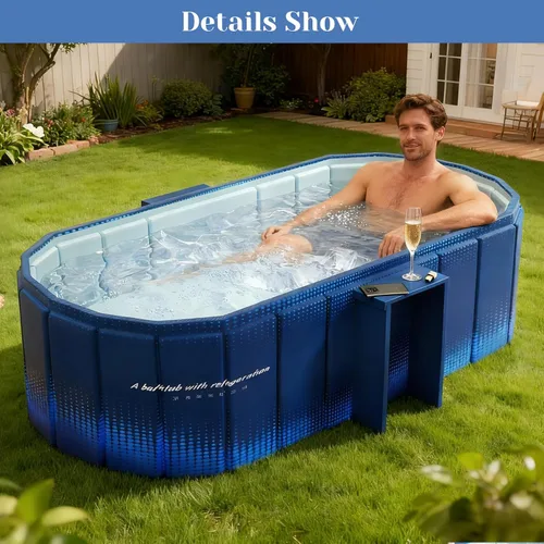 Miniatura 2 de jessie Bañera portátil de 47 pulgadas, bañera de hielo plegable para adultos, baño caliente para remojar en frío, bañera independiente