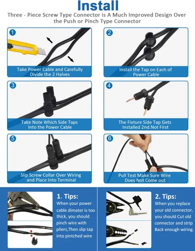 Miniatura 5 de SUNVIE Conectores de iluminación de paisaje, conector Fastlock de cable de bajo voltaje, conector de bajo voltaje impermeable de calibre 12-14