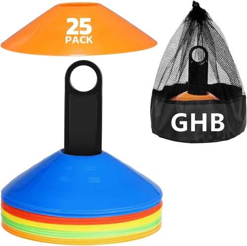 Miniatura 13 de GHB Conos de fútbol 25/50/100 paquete Discos de fútbol deportivos Conos de entrenamiento Marcadores de campo Conos de agilidad para tráfico, 25