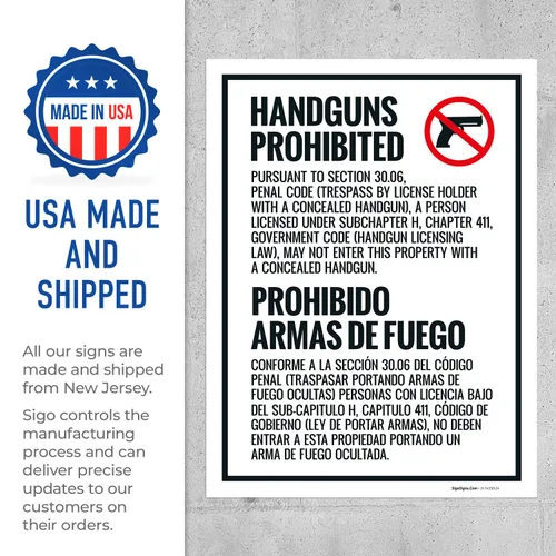 Miniatura 5 de Concealed Carry Prohibited Texas Penal Code Section 3007 Bilingual Sidewalk Sign Kit, 18x24 Inches, Replacement Panels (2 Pack) 160 Mil Thick