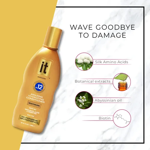 Miniatura 3 de IT Essentials No. 12 Amazing Hydrating Conditioner Professional: todo tipo de cabello infundido con aceite de abisinio y aceite de girasol