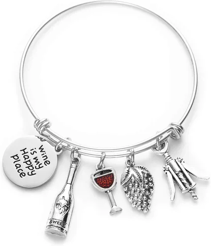 Vino es My Happy Place vino Whisperer regalo los amantes del vino vino de regalo los amantes del vino de regalo de joyería pulsera de regalo de
