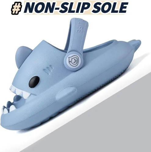 Miniatura 5 de Pantuflas de tiburón para niños y niñas pequeñas con diseño de dibujos animados de verano con nube, antideslizantes, para playa, piscina, ducha