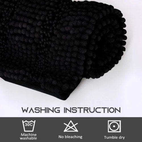 Miniatura 6 de NICETOWN Tapete negro para baño, antideslizante, suave, absorbente de agua, tapete de bajo perfil para entrada, tapete para vestíbulo, puerta