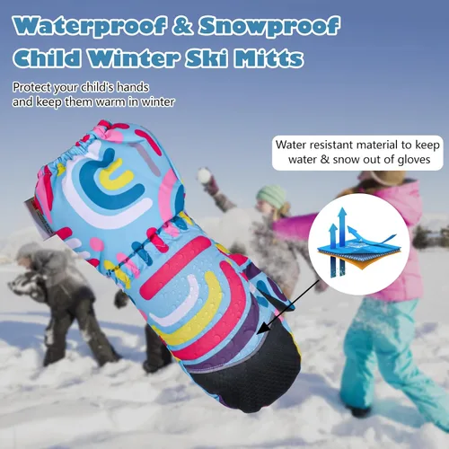Miniatura 3 de EGOJIN Guantes cálidos de invierno para niños, guantes de esquí de nieve para clima frío, resistentes al viento, impermeables, compatibles con 3M