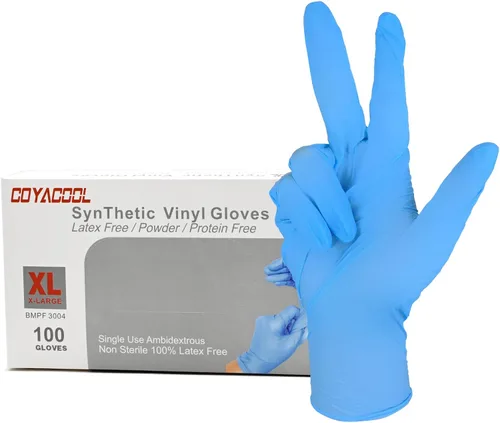 Miniatura 28 de Guantes desechables medianos, de mezcla de nitrilo y vinilo, sin látex, 100 unidades, guantes de grado alimenticio para limpieza, preparación de Azul