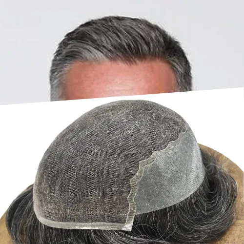 Miniatura 55 de LYRICAL HAIR Toupee - Sistema de cabello de repuesto para hombre, monofilamento fino, monofilamento, peluca de cabello humano de piel duradera