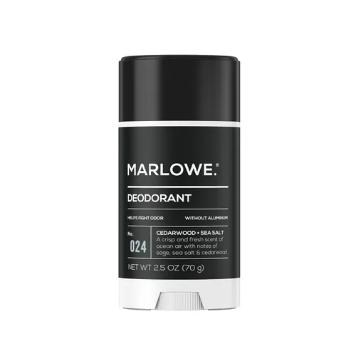 MARLOWE. Desodorante en barra para hombre sin aluminio, 2.5 onzas, ayuda a combatir el olor, fórmula vegana limpia con aceite de coco, manteca de