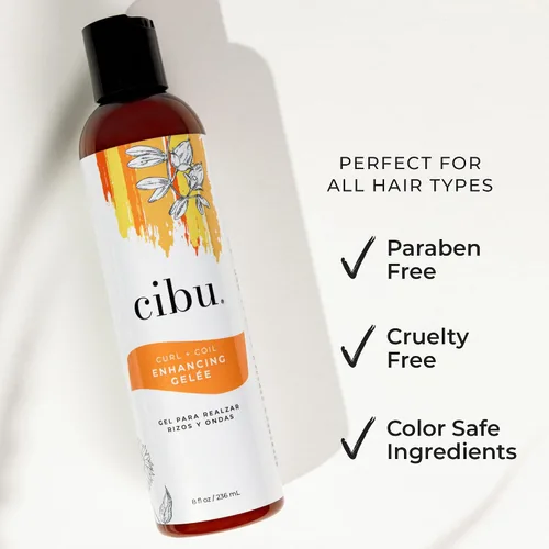 Miniatura 3 de CIBU Curl + Coil Enhancing Gelée - Gel definidor de rizos para cabello rizado y cabello ondulado, gel ligero con aceite de argán, jojoba y girasol