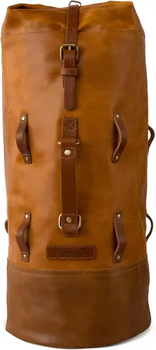 Bolsa de lona para motocicleta de cuero genuino de grano completo resistente de inspiración militar | Alforja | Bolsa de fin de semana | Con correas