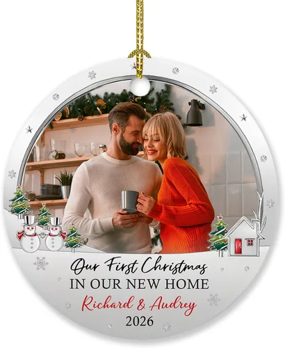 Miniatura 23 de Adorno de 5º aniversario, decoración del árbol de Navidad, nombres personalizados y recuerdos de aniversario de fotos, regalos para parejas juntas