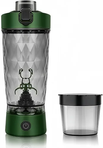 Miniatura 11 de Taza de agitación eléctrica con caja de polvo Botella de batido de proteínas Taza deportiva portátil Taza ligera de gran capacidad (negro)
