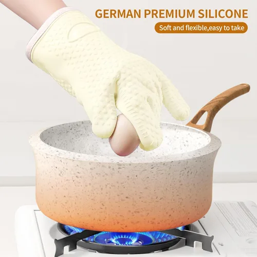 Miniatura 4 de MAD SHARK Guantes de Horno de Silicona Resistentes al Calor 450 Grados, Impermeables y Antideslizantes con Dedos, Guantes de Horno de Silicona