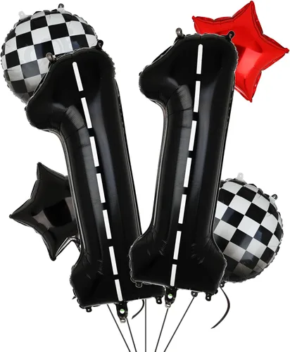 Miniatura 14 de Globos de Cumpleaños de Coche de Carreras Globo de Número de Pista de Carreras de 40 Pulgadas 0 Negro Niños 10mo Cumpleaños Decoración de Fiesta