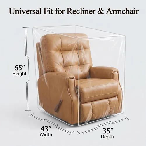 Miniatura 3 de Paquete de 2 fundas transparentes para sillón reclinable, protectores de fundas de plástico impermeables para sillas, funda
