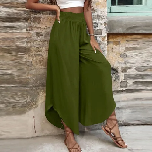 Miniatura 8 de Match Mujer Wild Cargo Pantalones Cintura elástica Pantalones de lino Barril Recto Pierna ancha Pantalones Largos