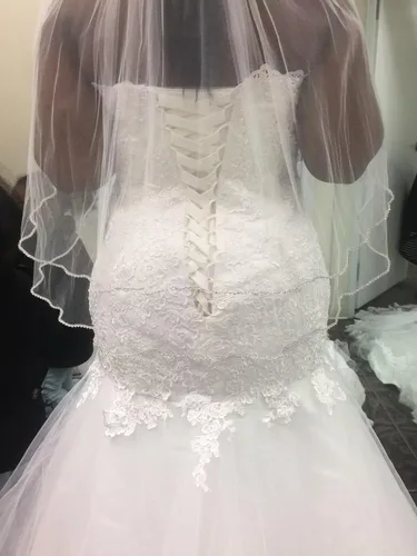 Miniatura 2 de Vestido de novia formal sin tirantes con encaje, largo de sirena para mujer 2019 WD162