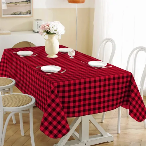 Miniatura 12 de SASTYBALE Mantel rectangular de vinilo a cuadros con reverso de franela, 52 x 70 pulgadas, impermeable, mantel de plástico para comedor, fiesta