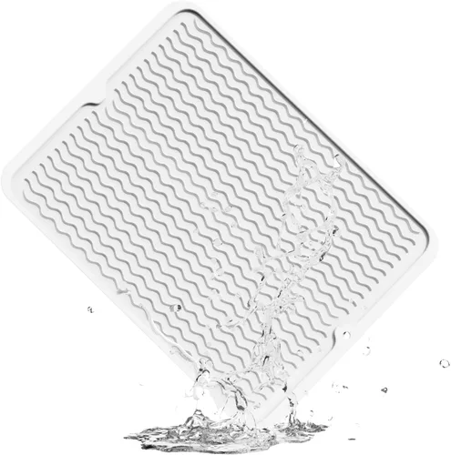 Miniatura 58 de ZLR 2 bandejas de silicona para fregadero (6 x 12 pulgadas/6.024 x 12.008 in) - Soporte estrecho para esponja para encimera de cocina - Tapete Negro
