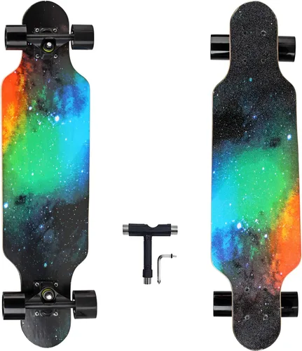 Miniatura 8 de 31" Longboard 7 capas Skateboard Pro Complete Cruiser para crucero, tallado, estilo libre y cuesta abajo con T-Tool
