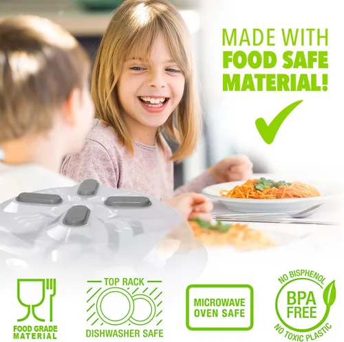 Miniatura 7 de Cubierta magnética contra salpicaduras HOVER COVER, tapa de 12 pulgadas transparente libre de BPA para alimentos, protector de placa ventilado