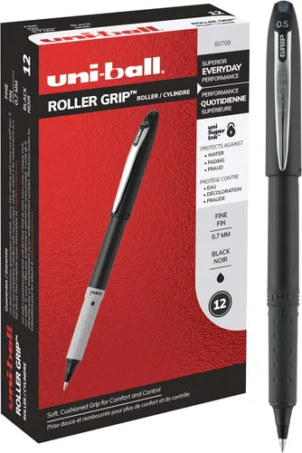 Miniatura 7 de Uniball Roller Grip - Bolígrafos de 12 unidades, agarre extra grande, bolígrafos azules de punta mediana de 0.028 in, bolígrafos japoneses